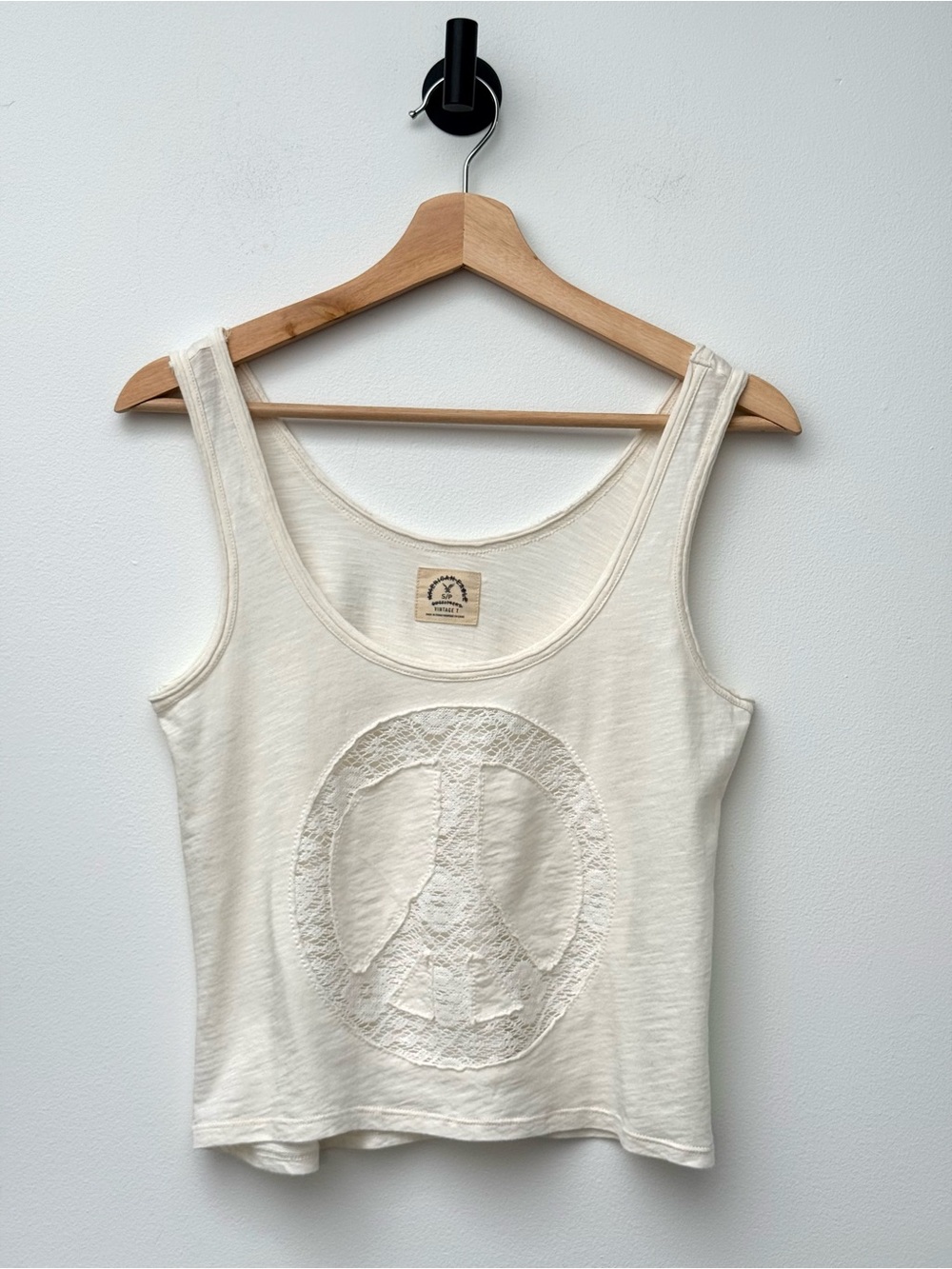 American Eagle Vintage T Lace Peace Sign Tank Top Boho Festival Y2K Small